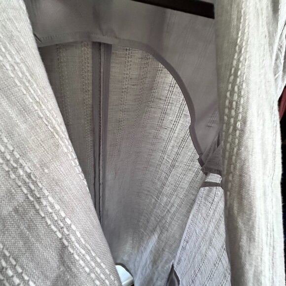 J. Jill Relaxed 100% Linen Gray w White Pinstripe Jacket Blazer Medium Lagenlook - Picture 9 of 14